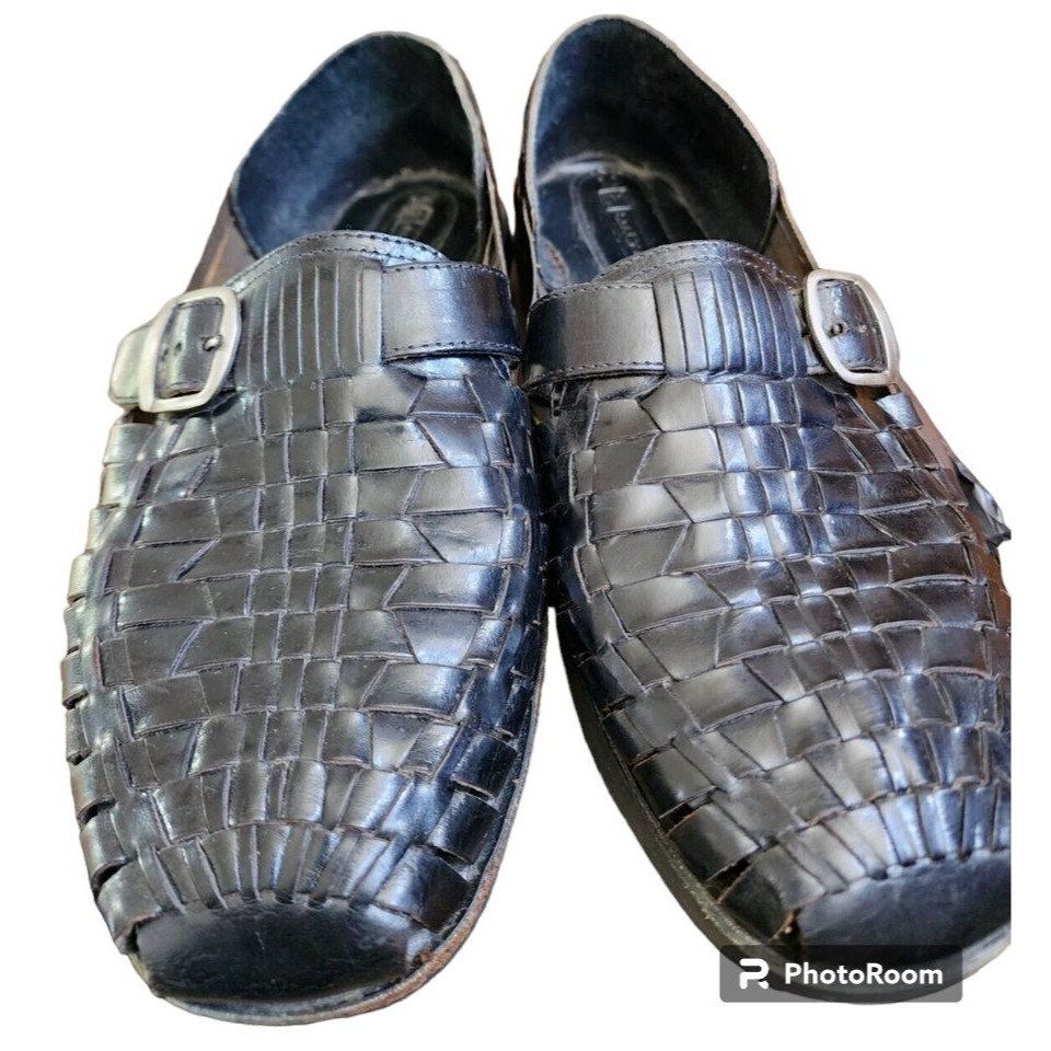 Stacy Adams Woven Black Leather Men's Shoes Size 10 Dress Casual Designer